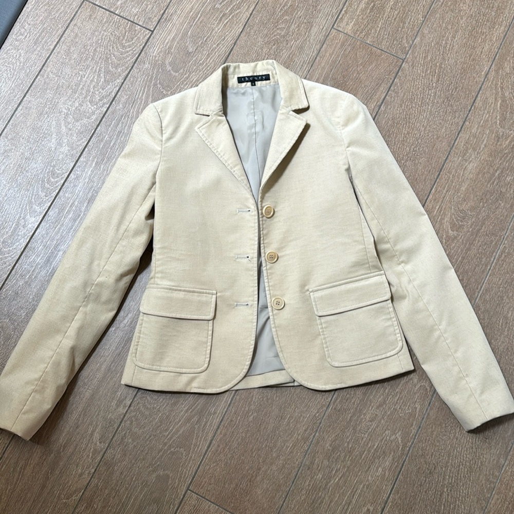 Theory tan corduroy blazer, size 0